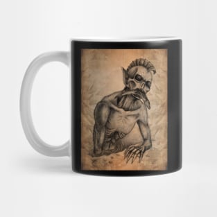 Drowner Fantasy Monster Antique Pencil Sketch on Old Paper Mug